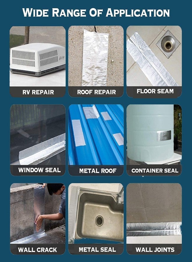 RBC Ultimate Waterproof Aluminium Tape - Roof & Tank Leak Repair Solution | Super Waterproof, Multiuse, and Durable | Butyl Seal | 100% Leak Protection (5 Mtr x 5 cm (Pack of 4)) - Image 2